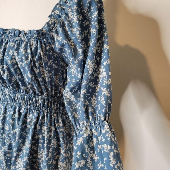 Long sleeve Boho floral Mini Dress (off the shoulder) - Picture 6 of 13